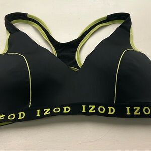 Bra IZOD Black Sports Bra with Yellow Accents-great shape!